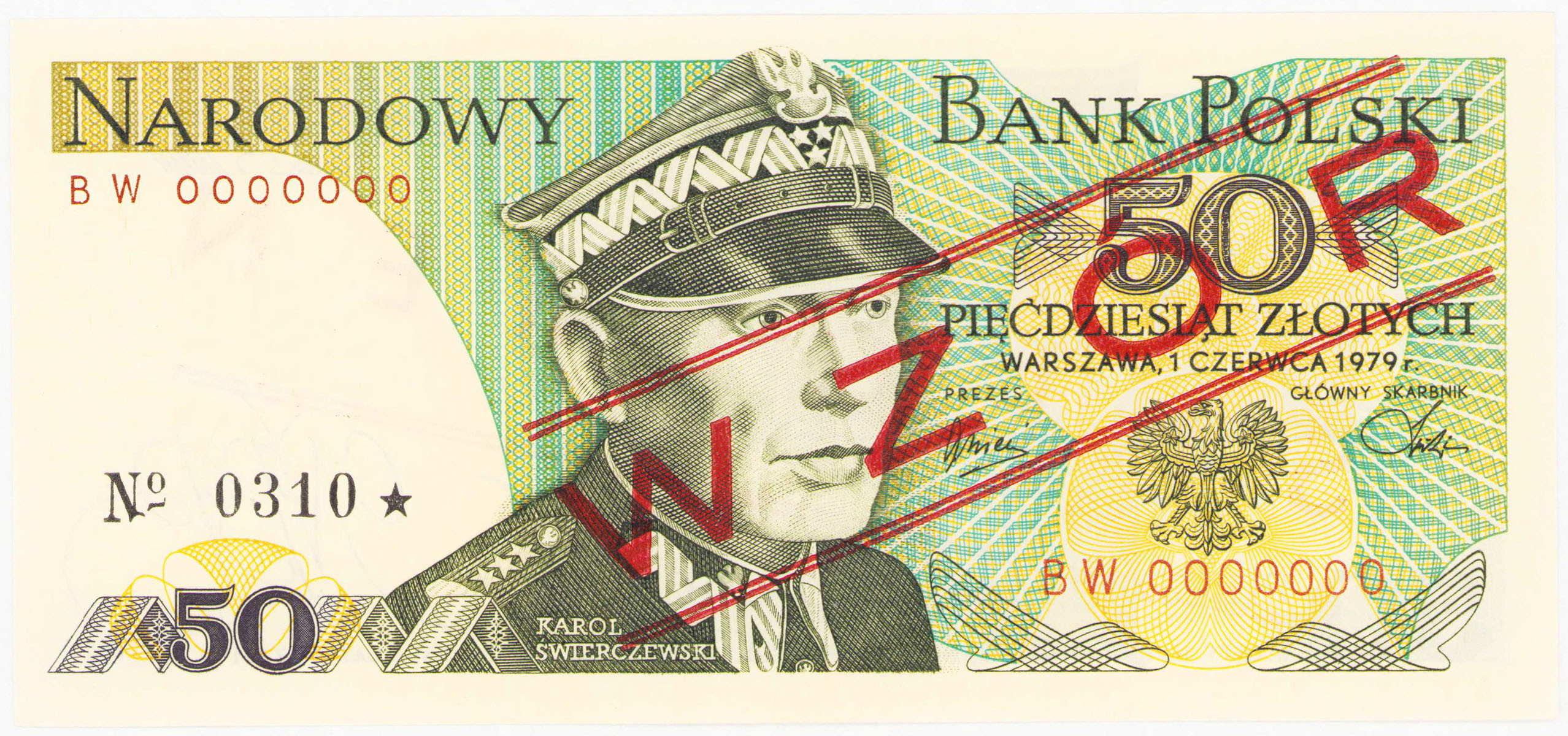 WZÓR / SPECIMEN. 50 złotych 1979 seria BW